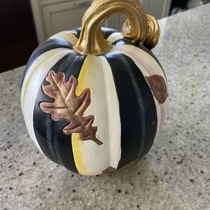 Mackenzie Childs decorative pumpkin. Approx 8” tall.